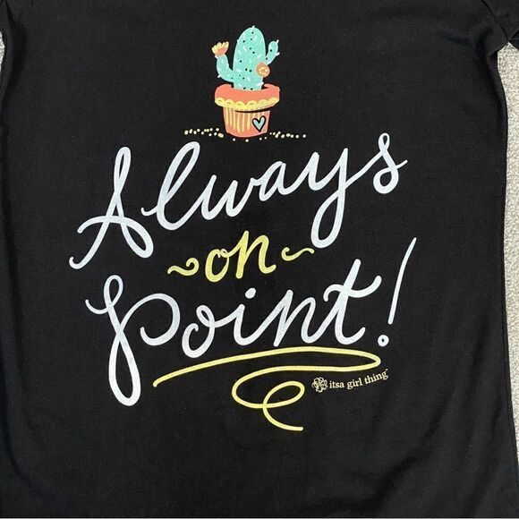 Itsa Girl Thing On Point Cactus Graphic Cap Sleeve Tee Shirt Black Large New - Picture 2 of 6